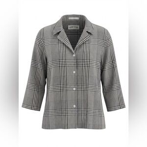 ORVIS WOMENS JACKET BLOUSE SIZE 12 BLACK WHITE STRIPES